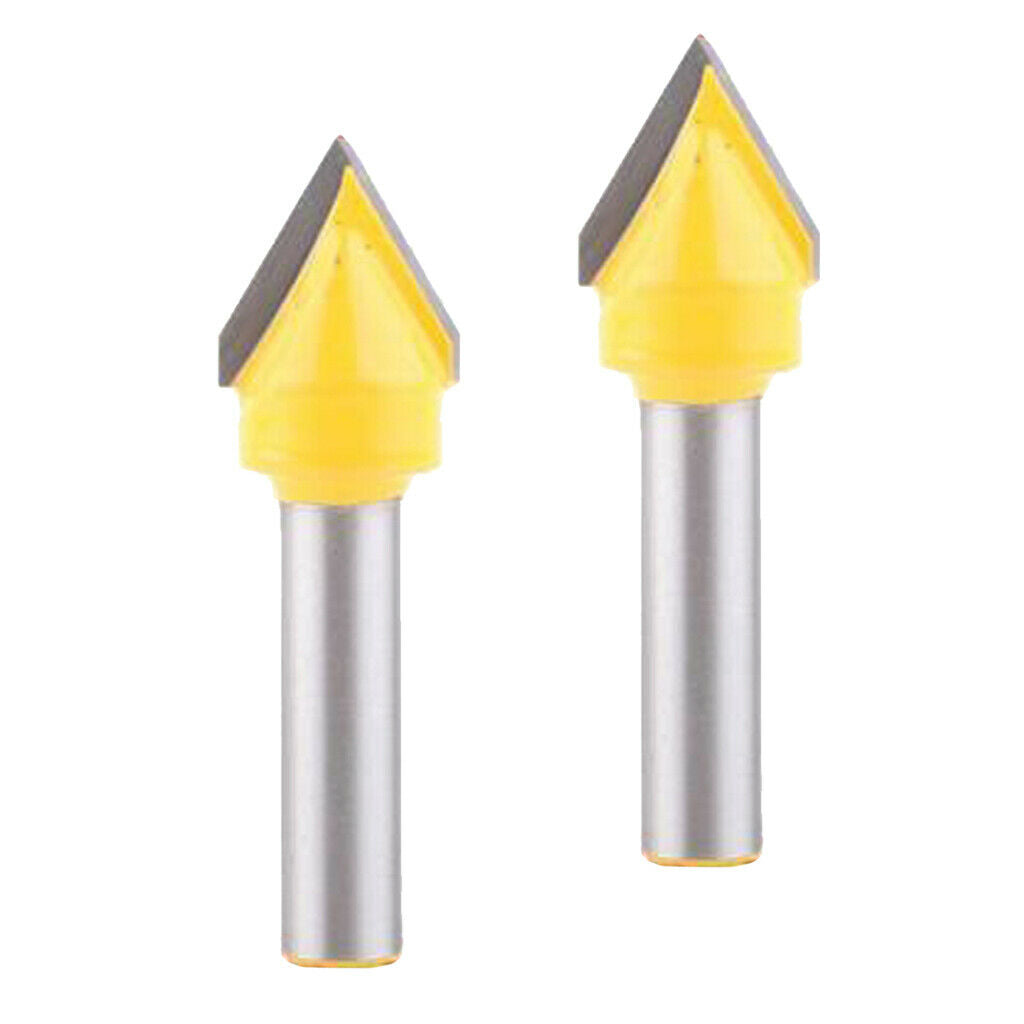 2 Pieces 8mm Shank Woodworking Mill Router Bits V-Groove 60 Degree