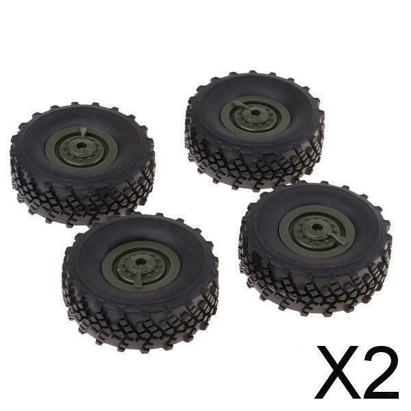2X 4pcs Rubber Tire Tyres with Wheels for WPL 1/16 Scale Army Truck Spare Parts