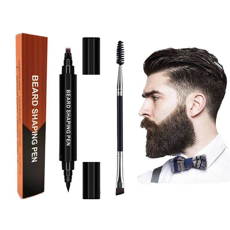 2Pcs/set Men Beard Pen Makeup Enhancer Waterproof Mustache Coloring Beard.l8