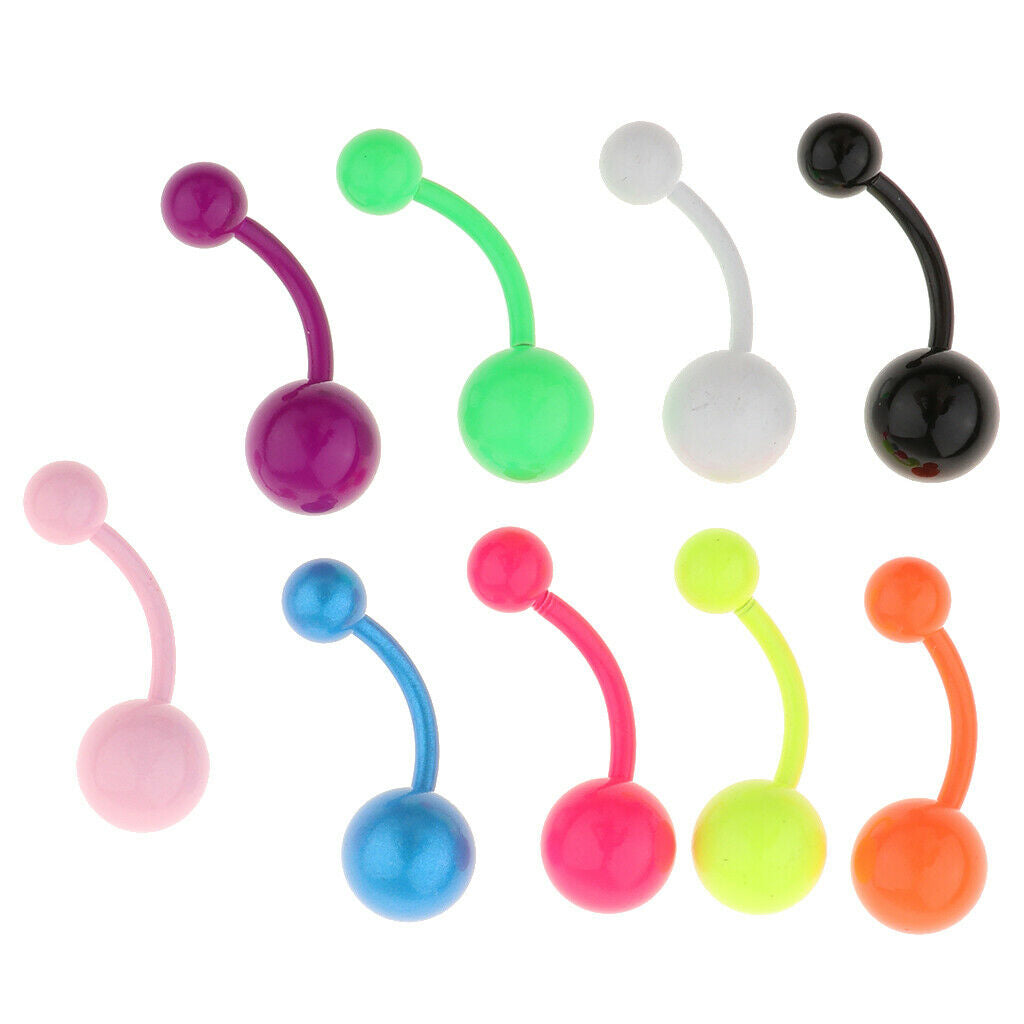 9-Pack Women Belly Button Ring Navel Ring Barbell Bar Piercing Jewelry 1.6mm