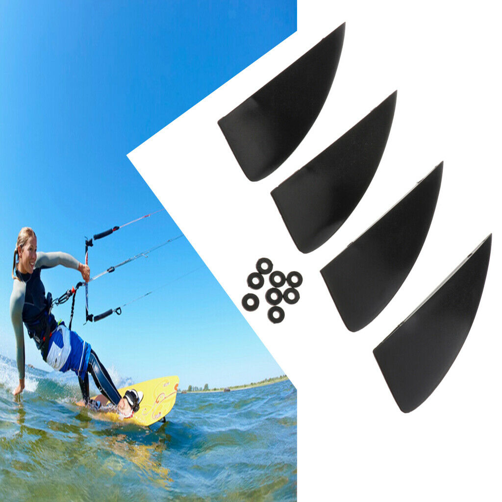 4Pcs/Set Kiteboard Fin Replacement, Rubber Washers and Mounting Screws Included