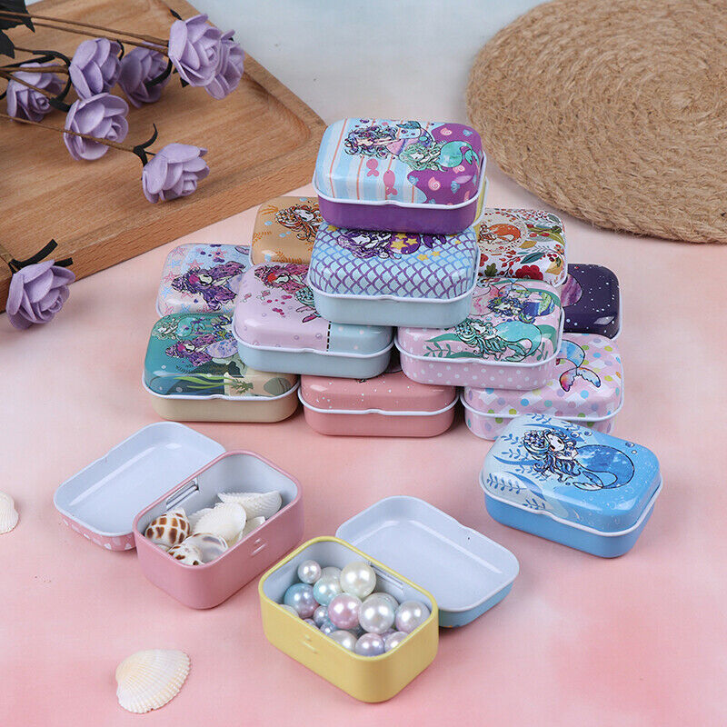 Mermaid mini tin box Sealed jar packing boxes jewelry candy box small stor.l8