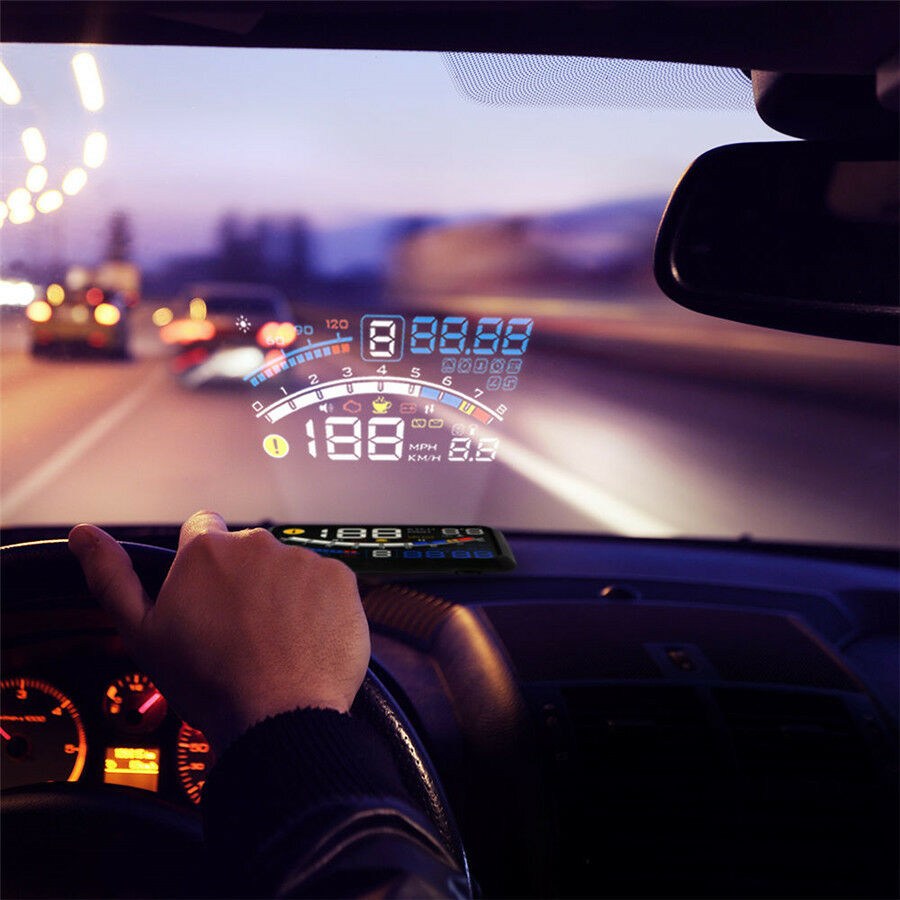 5.5" OBD2 Car Digital HUD Head Up Speed Display OBD2 Warning with Non-slip Mat