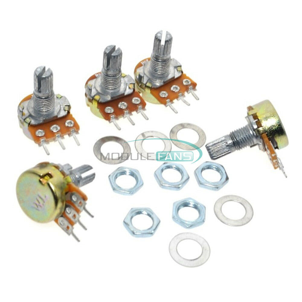 5PCS WH148 Pot B20K 20K Linear Potentiometer Shaft 15mm 3Pin with Nuts
