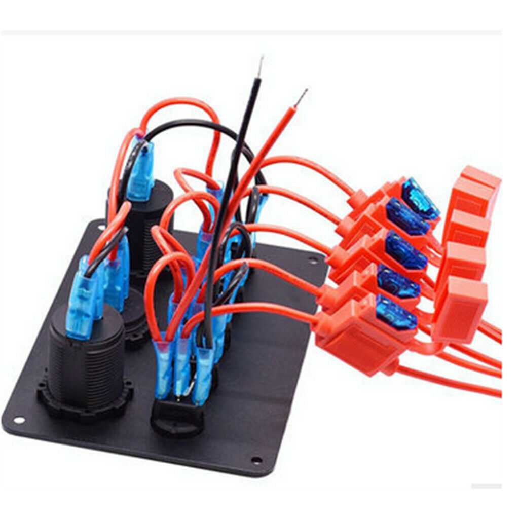 12V 6 Gang LED Rocker Switch Cigarette Lighter USB for 12V-24V RV Yachts,