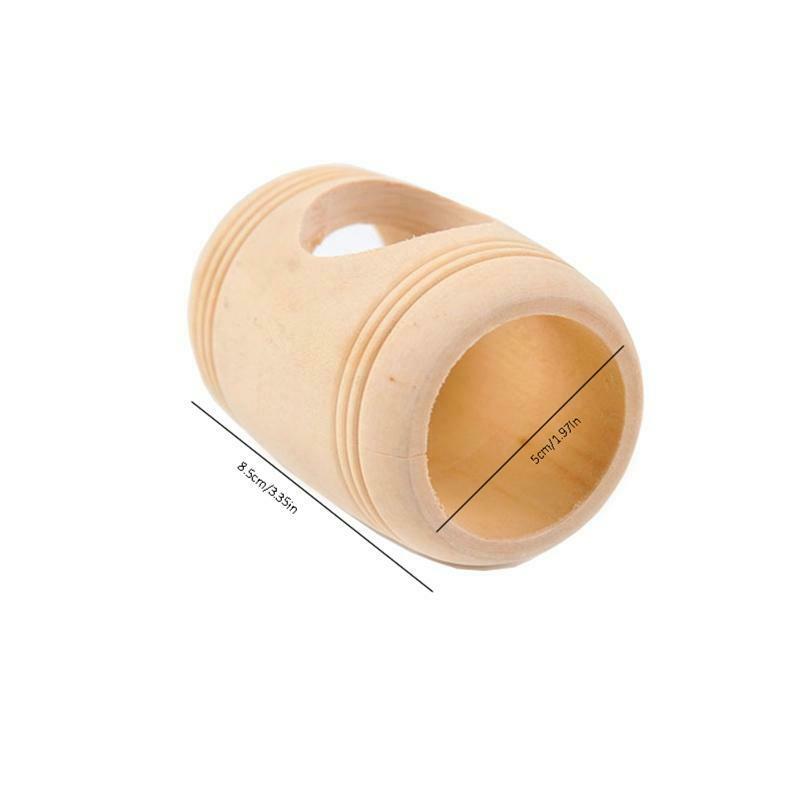 Hamster Wood Tunnel Tube Barrel Shaped Chinchilla Hideaway Wooden Hut with Holes
