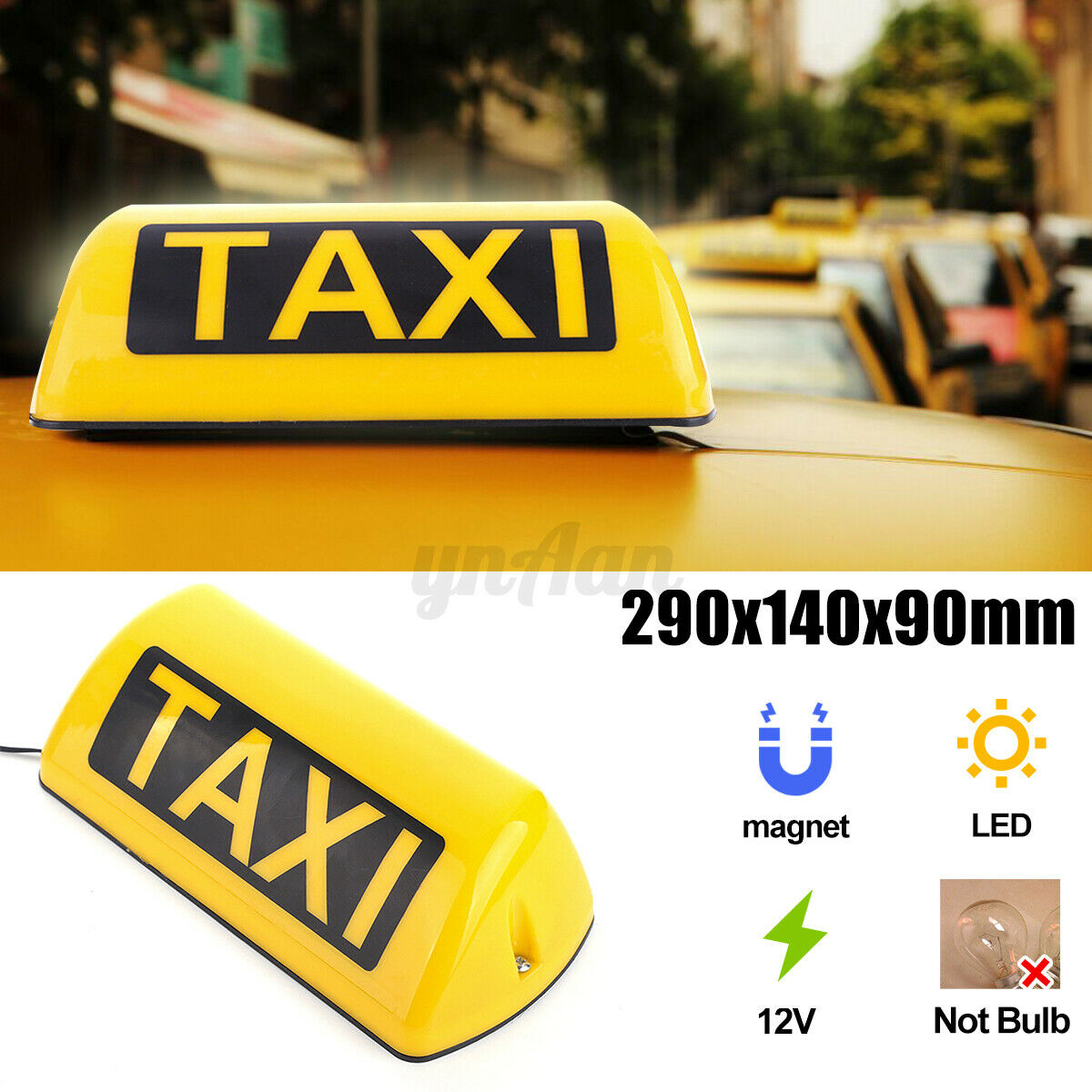 290x140x90mm Universal Yellow TAXI Car LED Magnetic Cab Light Sign Lamp Light â—