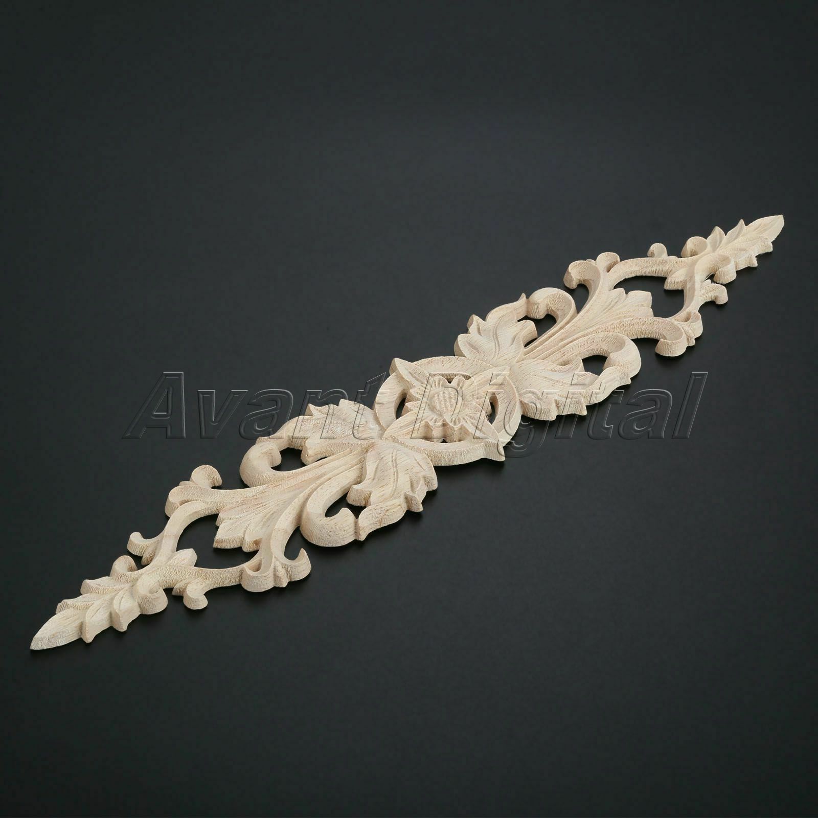 33*6cm Elegant Unpainted Wooden Carved Long Applique Oak Wood Decor Furniture