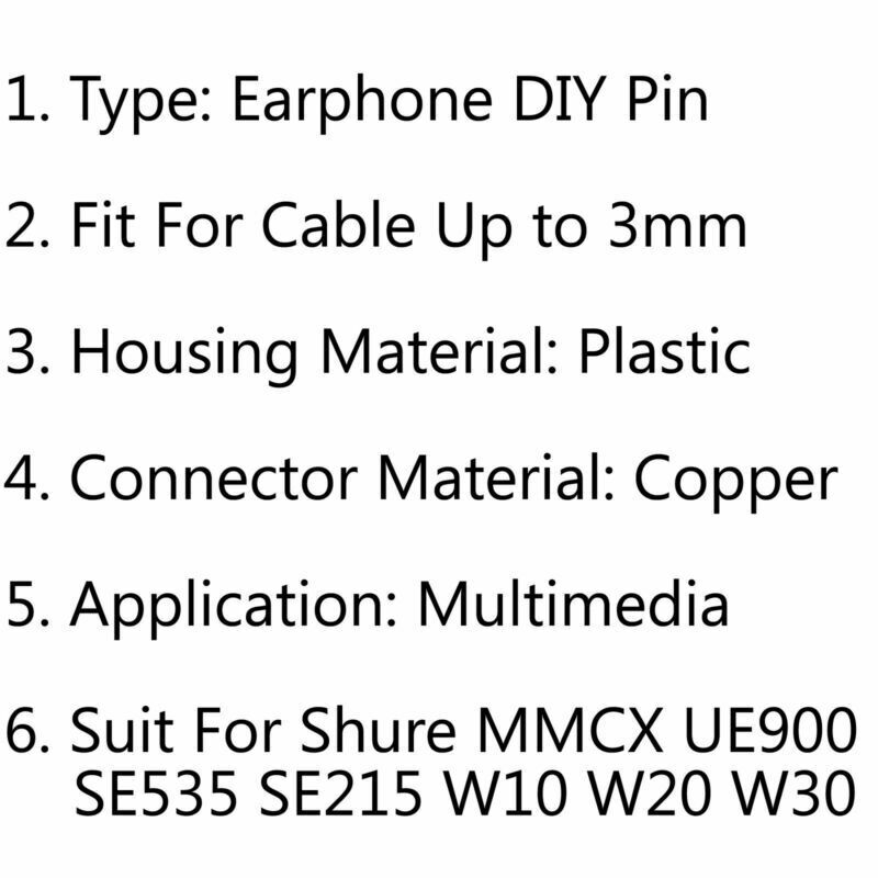 4Set Earphone DIY Pin Connector Plug For MMCX UE900 SE535 SE215 W10 20 30 Blk A2