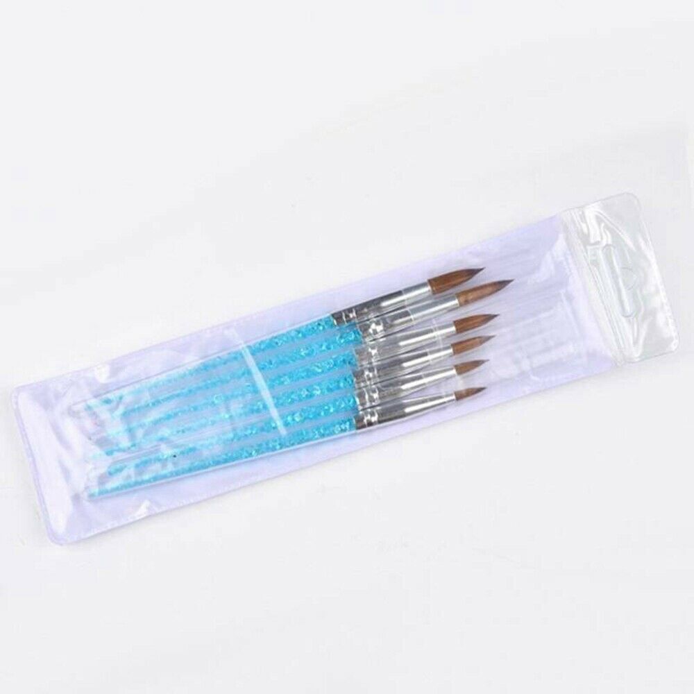 6pcs 100% Pure Kolinsky Acrylic Crimped Nail Brush 13mm/15mm/16mm/17mm/20mm/23mm