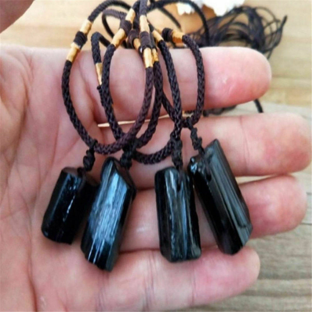 Women Men Natural Tourmaline Stone Pendant Necklace Crystal Gem Specimen New