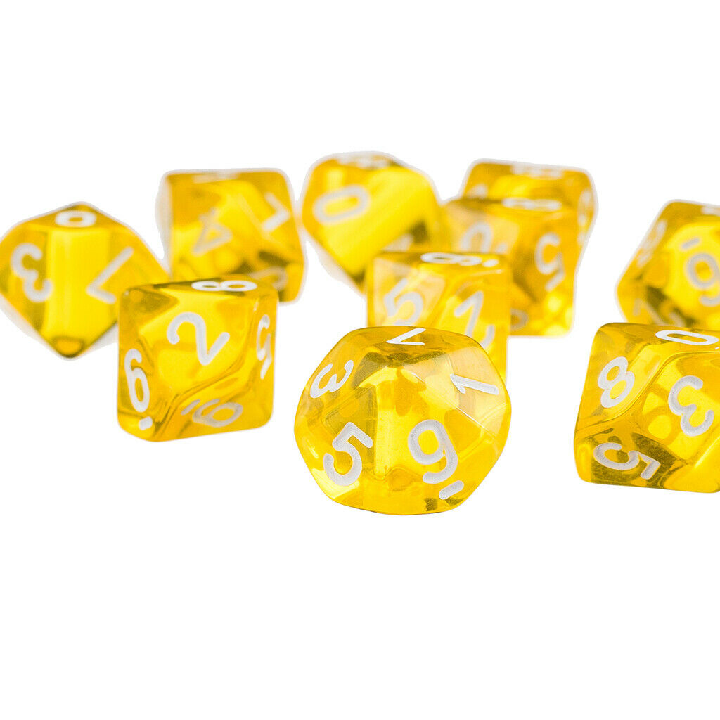 60 Packs Multi Sided Dice 10-Die for Board Game TRPG Roleplaying Casino Fun