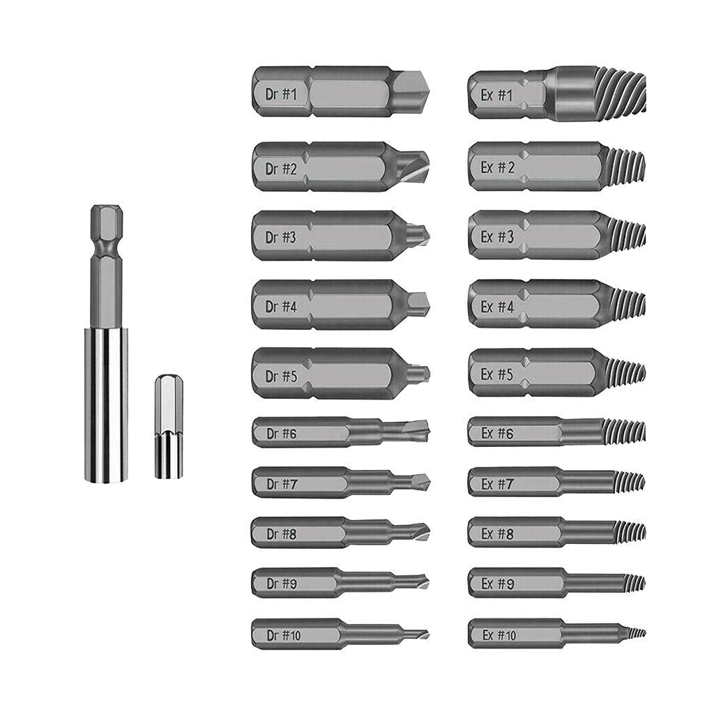 Lots 22 Damaged Screw Extractor Drill Bits Remover Set Kit Socket Adapter