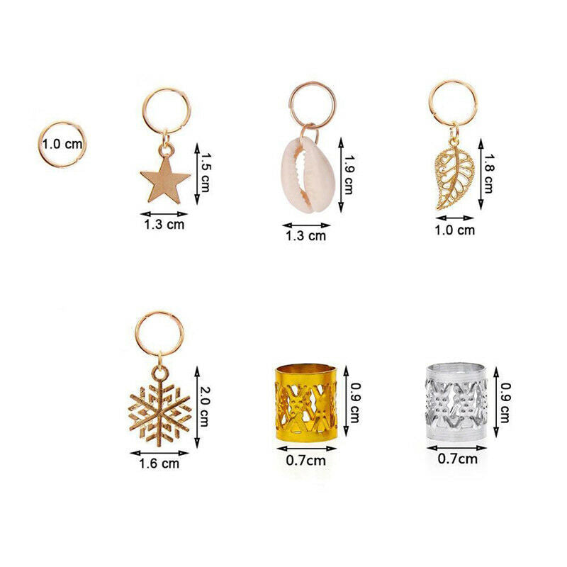 80Pcs Decorations Pendants Dreadlocks Beads Metal Cuffs Hair Rings Clips Lt