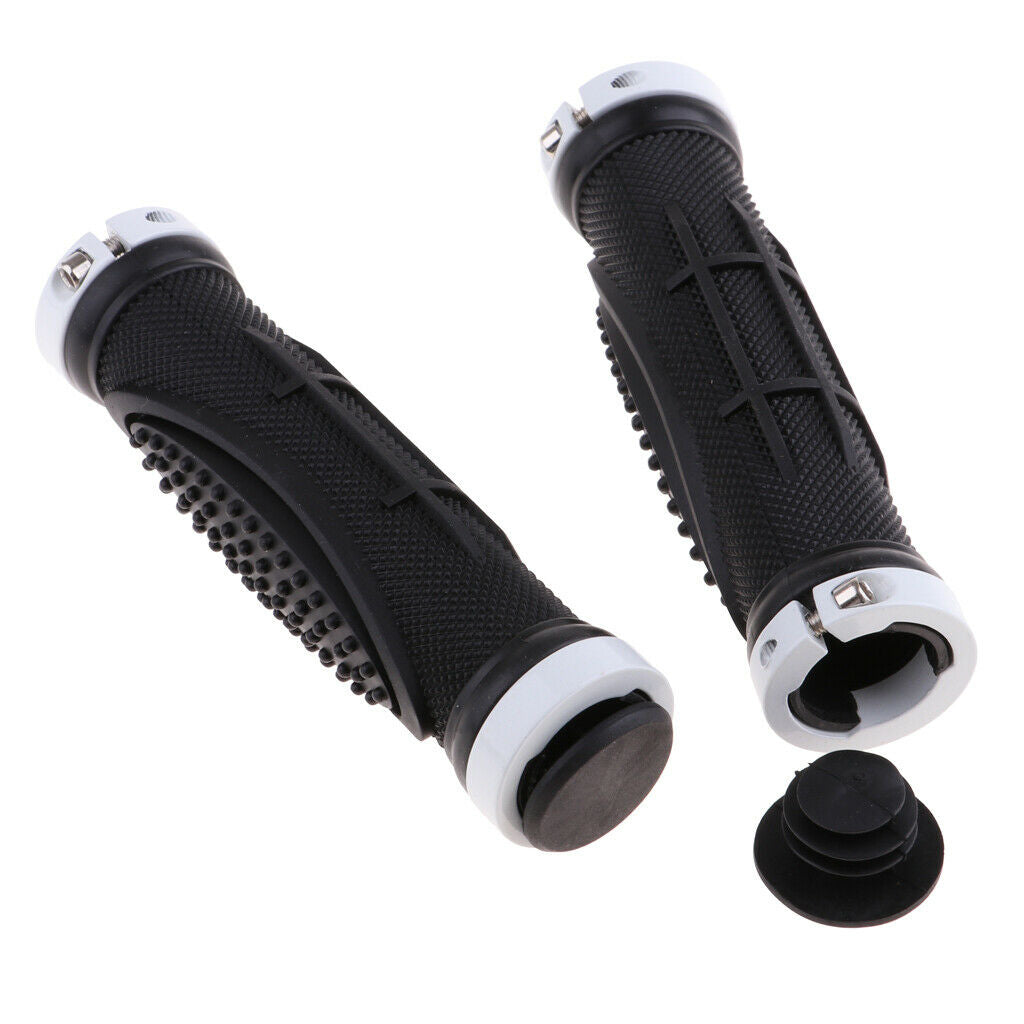 Rubber Bike Handle Grip Non Slip Mountain Bike Handlebar Grips Ends White
