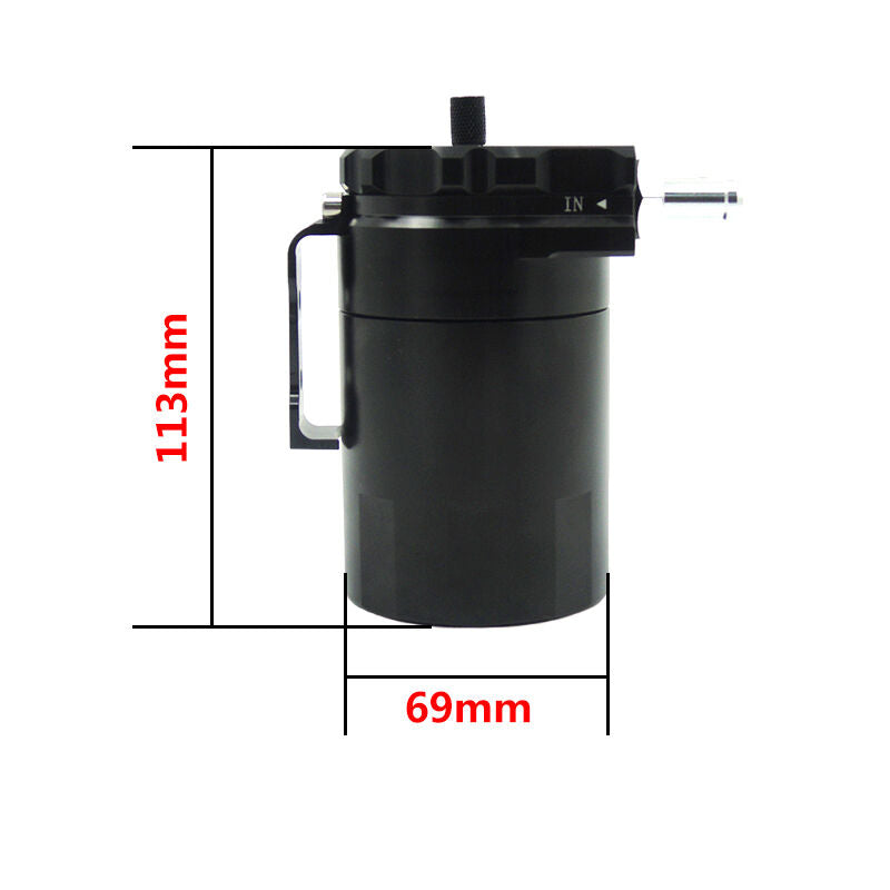Universal Black Aluminum Baffled Car Oil Catch Tank Can Reservoir Closed loop