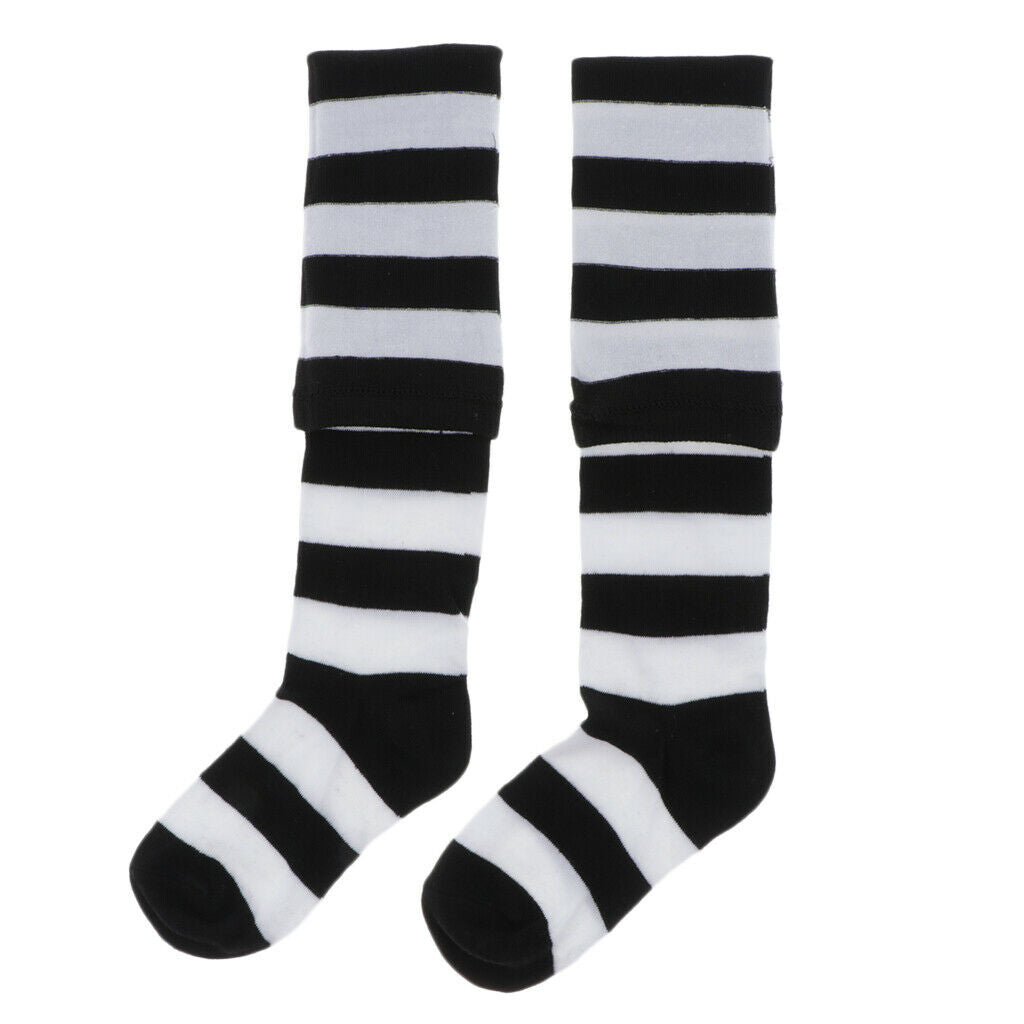 Women Striped Long Socks Causal Soft Knitted Stockings Tube Socks White