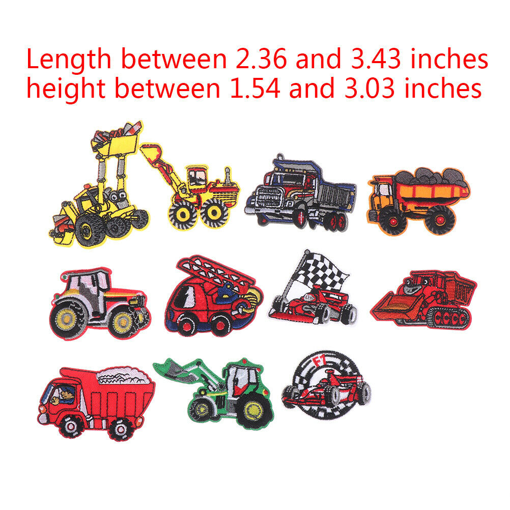 11 Pcs Mini Car Truck Patches For Clothing Applique Clothes Embroidered S.l8