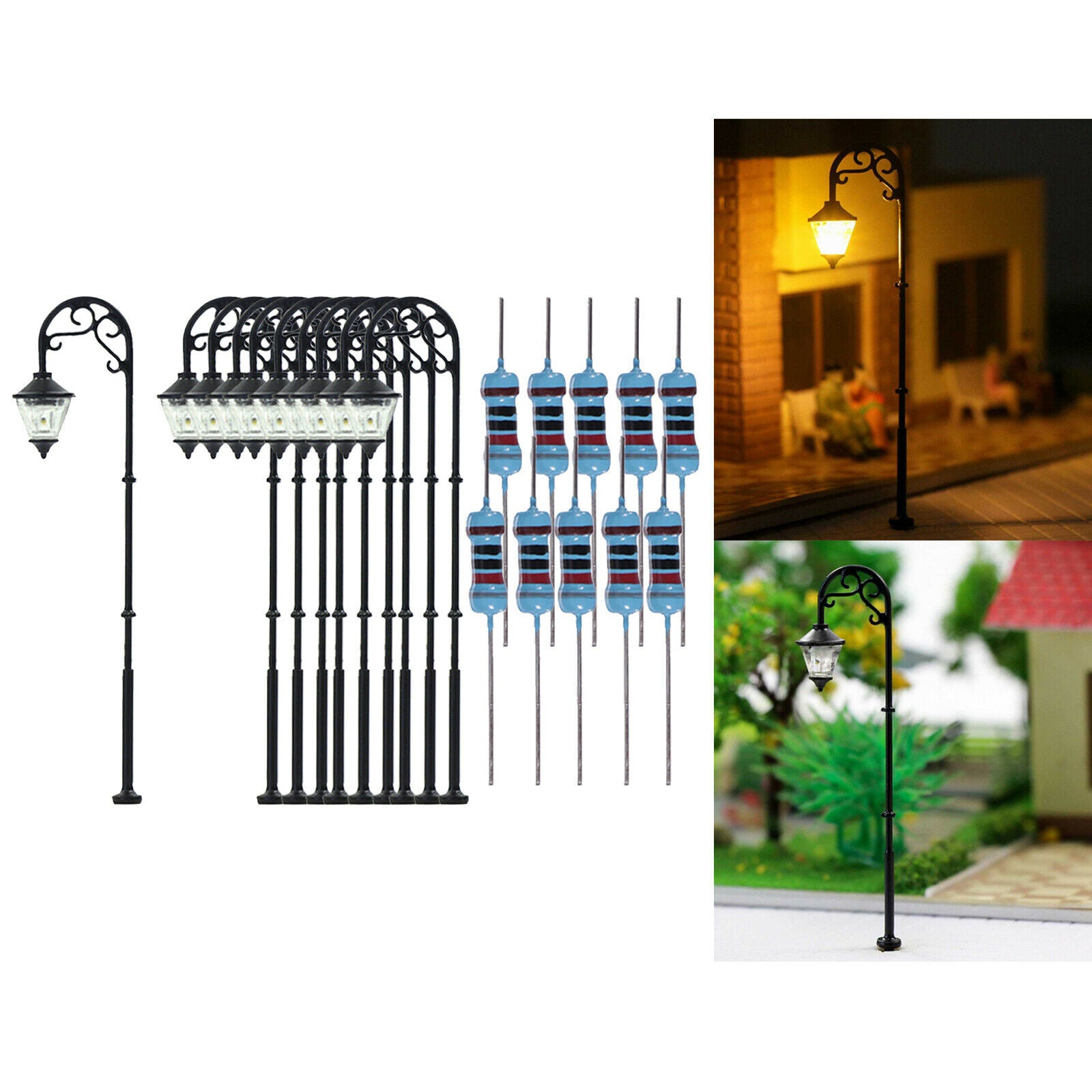 5pcs 1/87 HO Scale Mini Garden Railway Train 3V Lamppost Lights Accessory