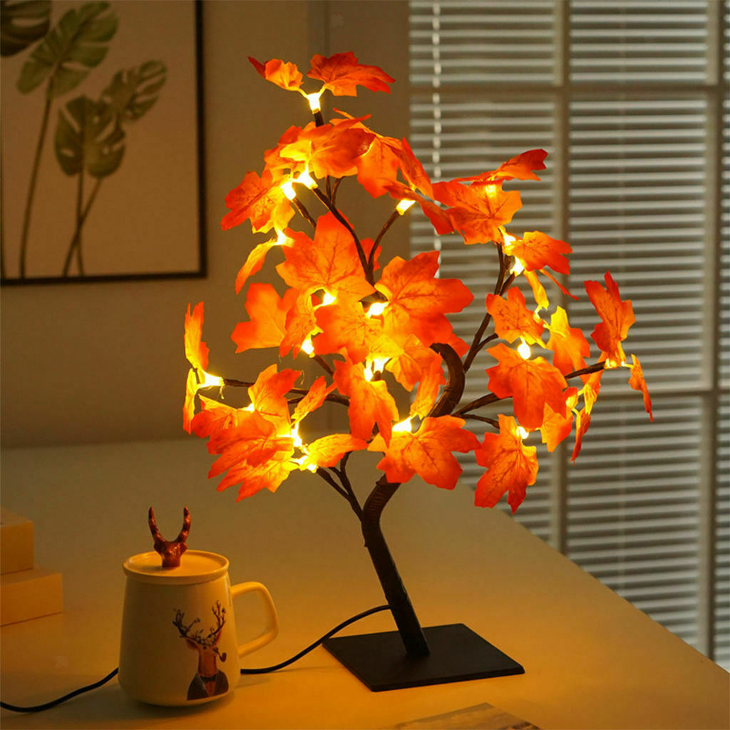 Table Lamp LED Leaves}} Tree Light  DIY Holiday Thanksgiving Romantic Decor
