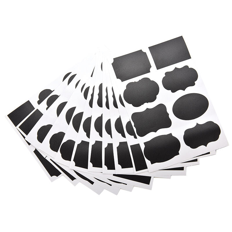 8x Multi Shape Small Chalk Black Board Mason Jar Labels Stickers Chalkboa.l8