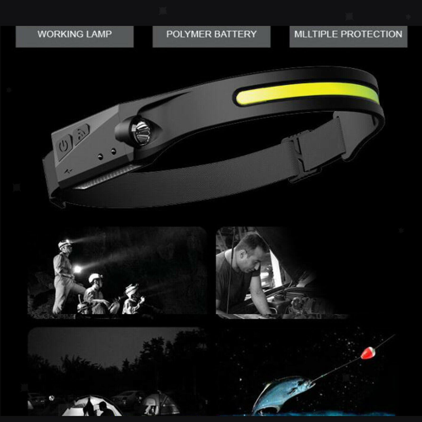 3 Modes USB Rechargeable Headlight COB LED Head Light