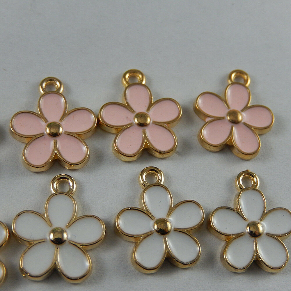 20pcs Multi-color Enamel Alloy Pretty Flower Pendants Charms Jewelry Crafts50995