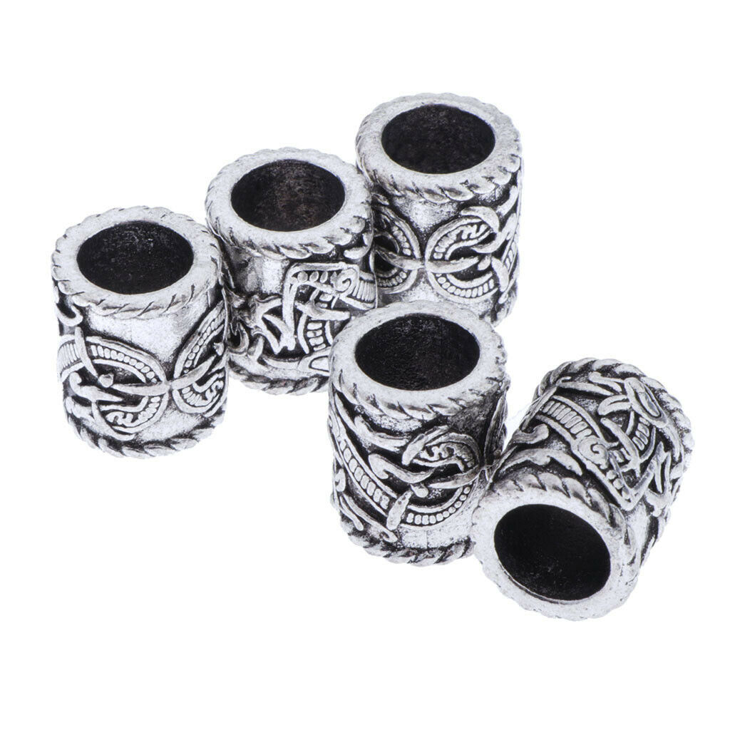 Prettyia 5x Large Norse Viking Dragons Rune Beads for Hair Beard DIY Jewelry