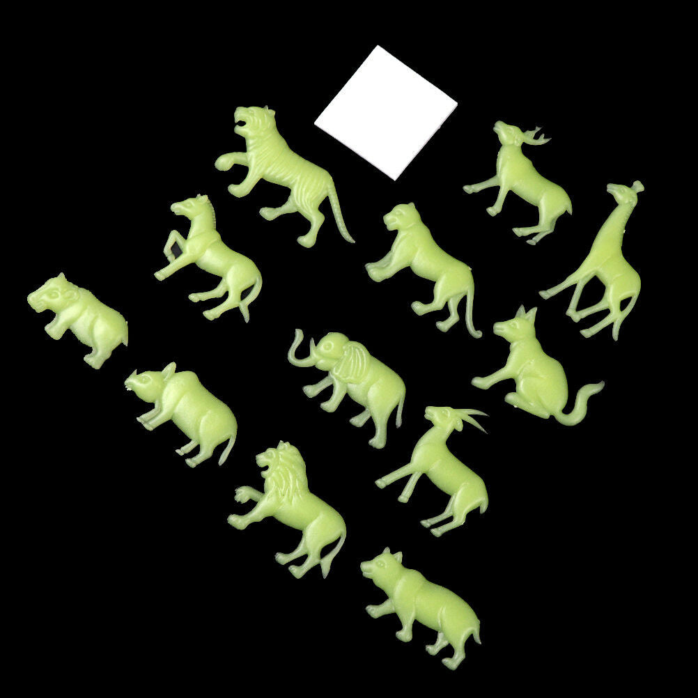 12pcs Glow In The Dark Animal Fluorescent Luminous Stickers Kids Bedroom .l8