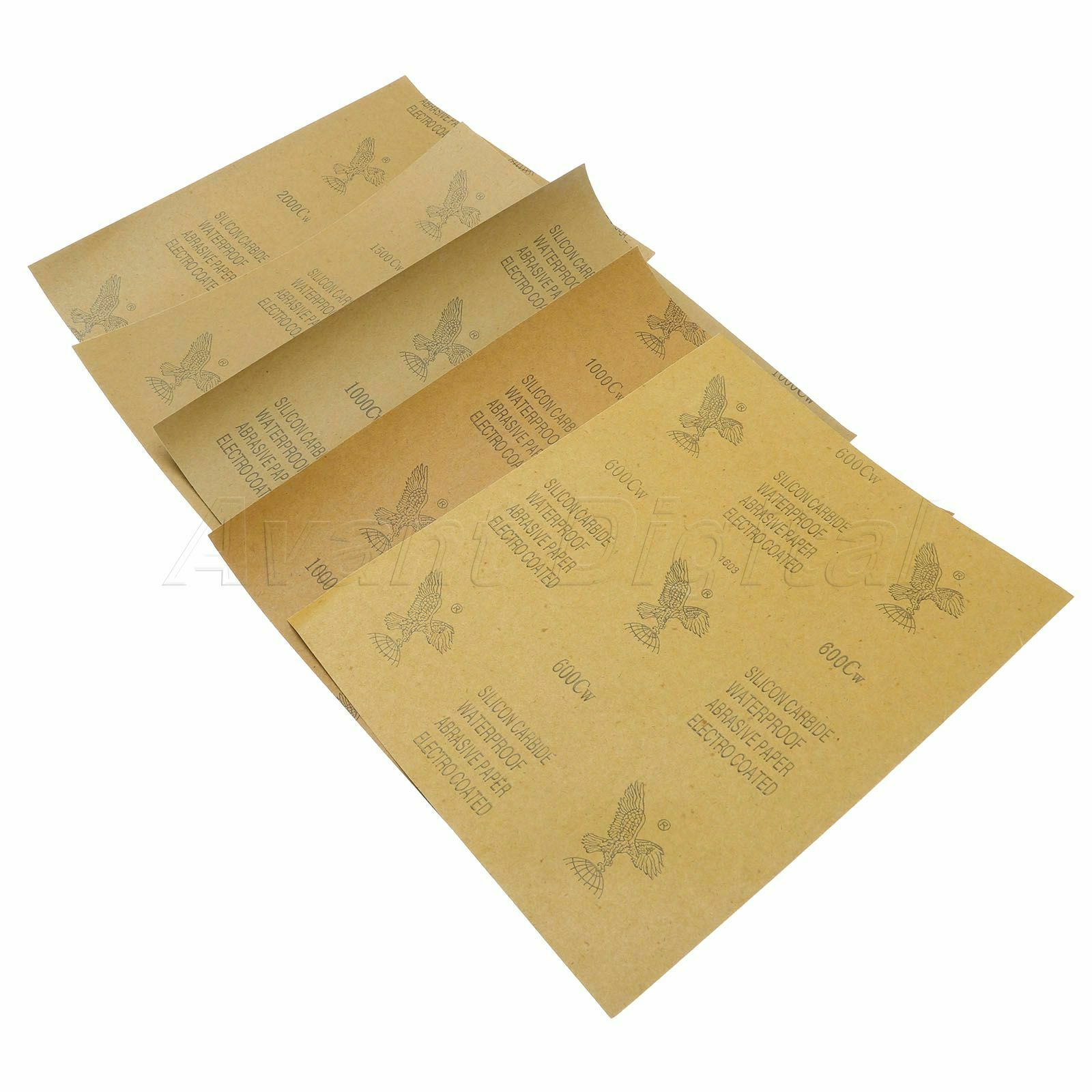 Waterproof Abrasive Paper Grit P600 P1000/P1500/P2000 Rectangular Sandpaper 5pcs