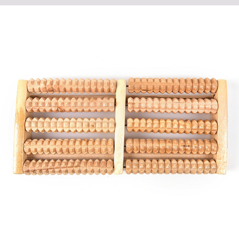 5 Row Wooden Foot Roller Wood Care Massage Reflexology Relax Relief Massager BDA