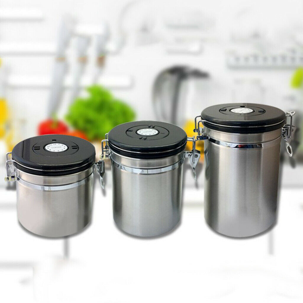 Stainless Steel Airtight Canister with Co2 Vent Valve ＆ Date Tracker Wheel and