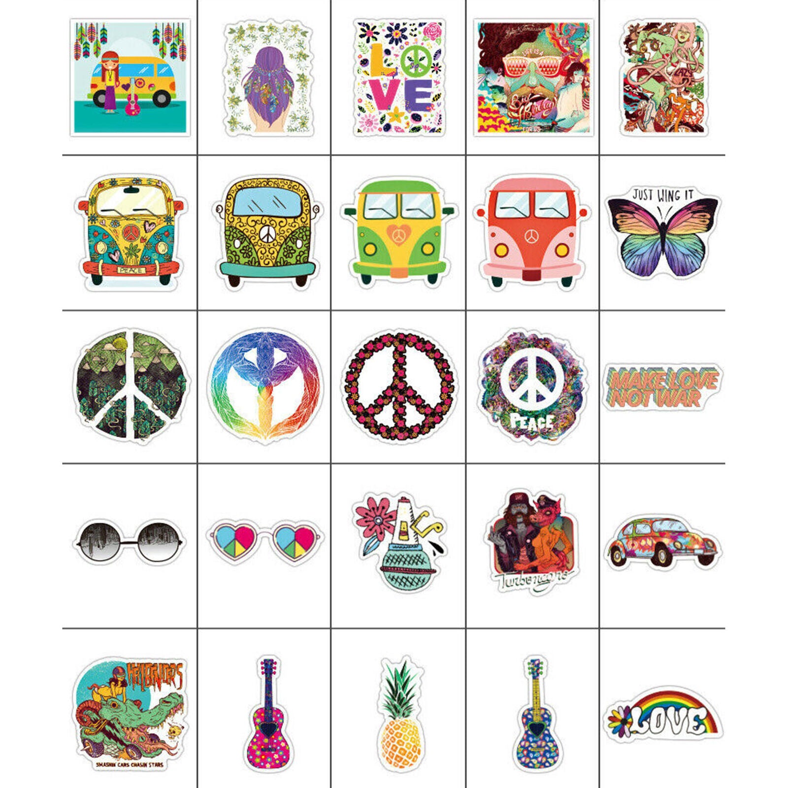 100PCS Hippie Laptop Skateboard Stickers Bomb Vinyl Luggage Decals Dope Sticke