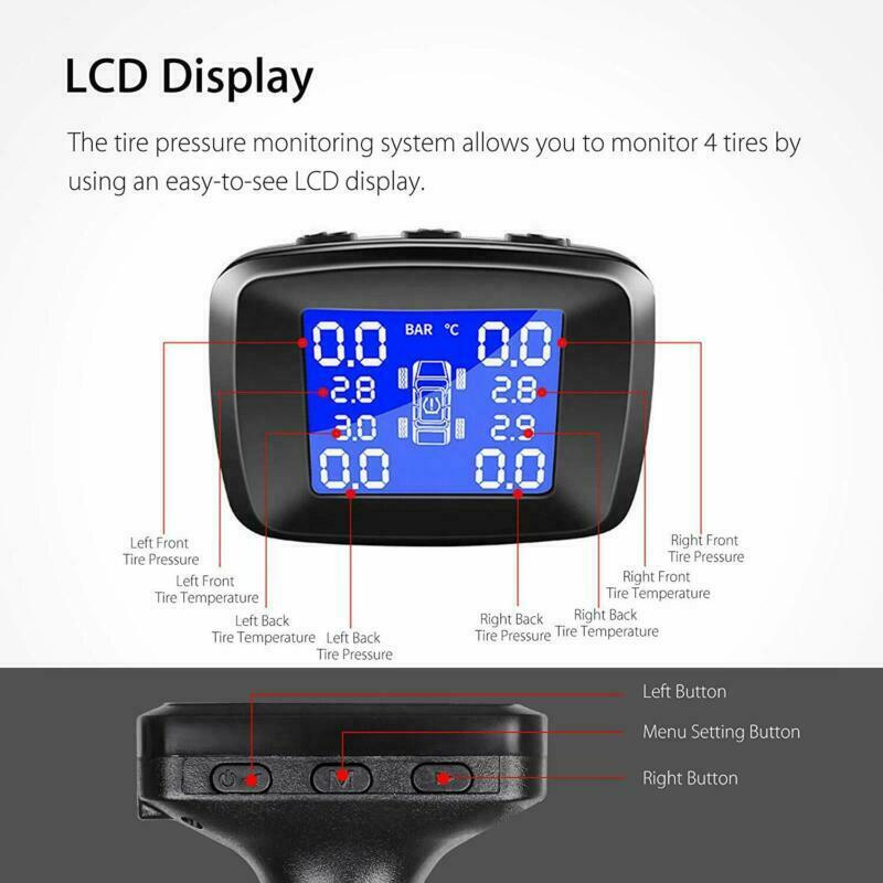 Car Wireless LCD Screen Car TPMS Tire Pressure Monitoring System with 4 Sensor