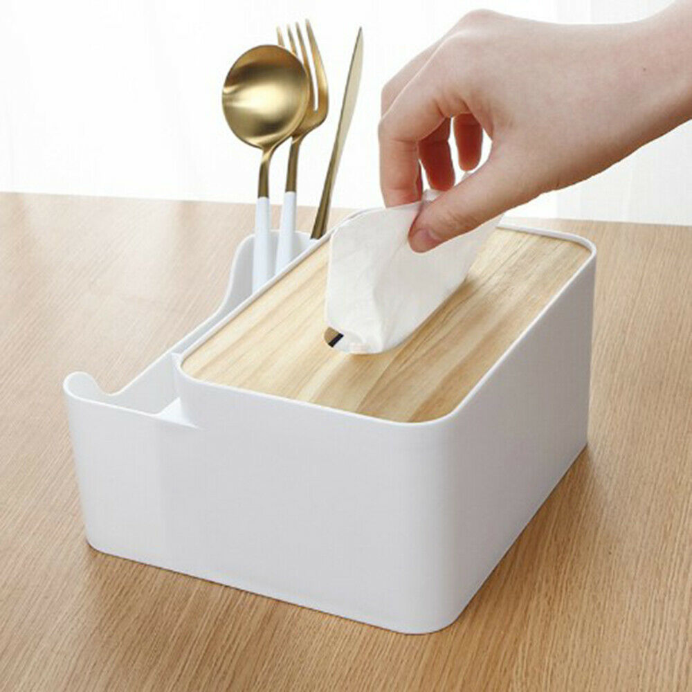 Living Room Desktop Tea Table Wood Tissue Paper Box Remote Control Storage Box