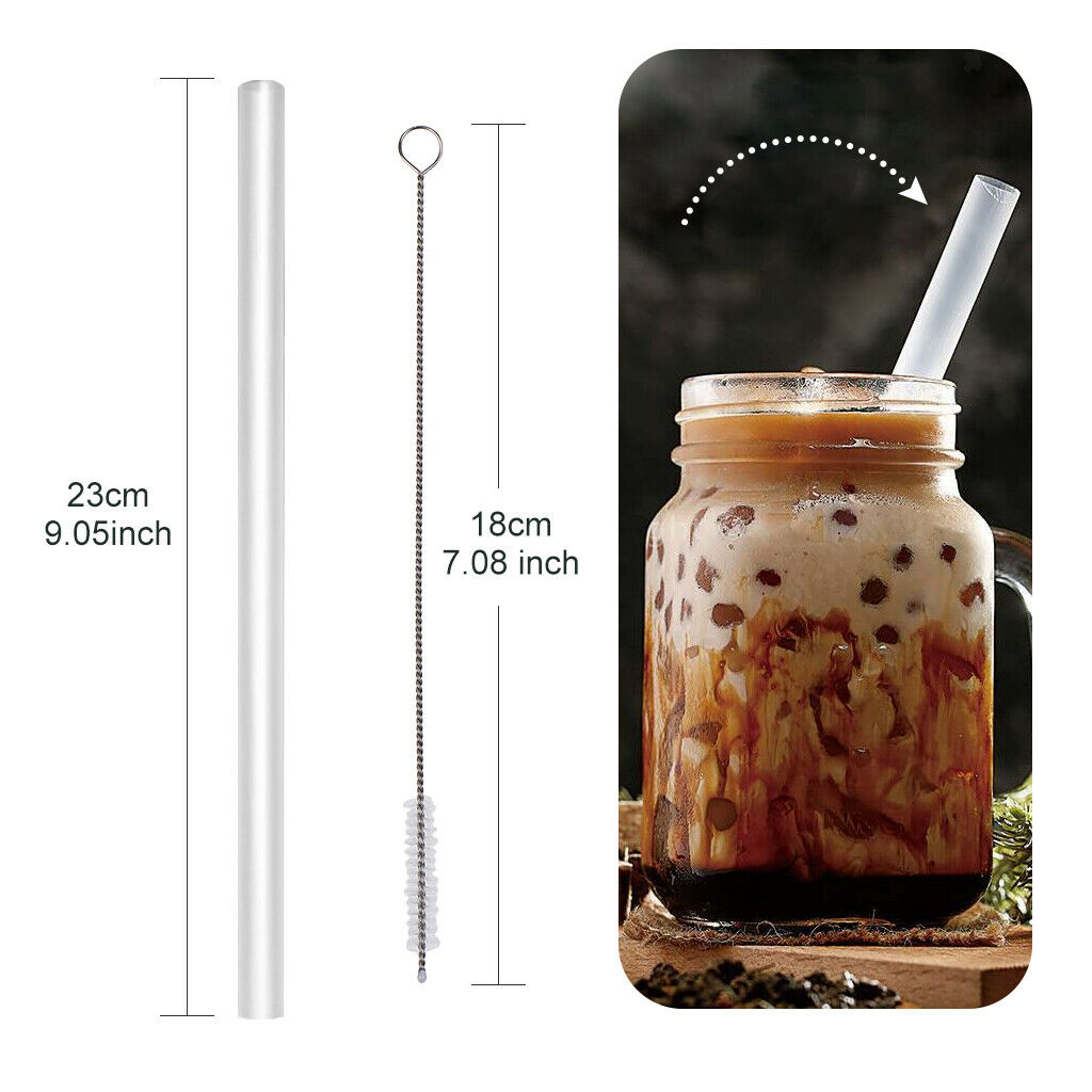 10 Pack Hard Plastic Drinking StrawsReusable Clear with1pc Cleaning Brush
