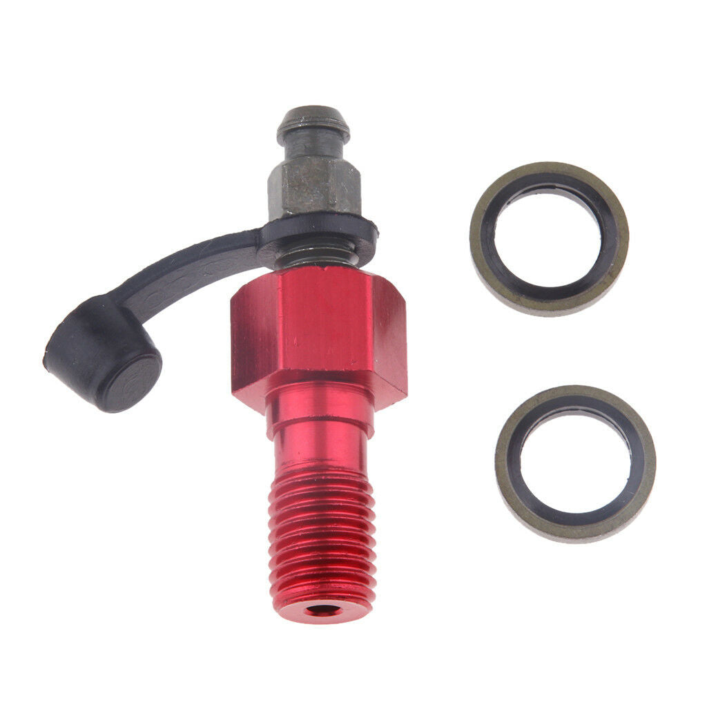 Red Brake Caliper 10mm M10 x 1.25mm Banjo Bolt Bleed Nipple for Suzuki