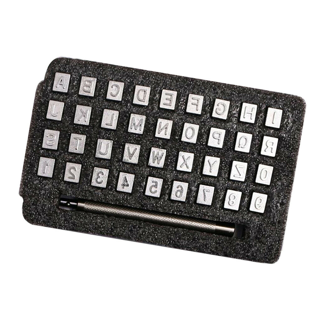 36pcs Leathercraft Metal Letter and Number Stamp Punch Set & Stamping Handle