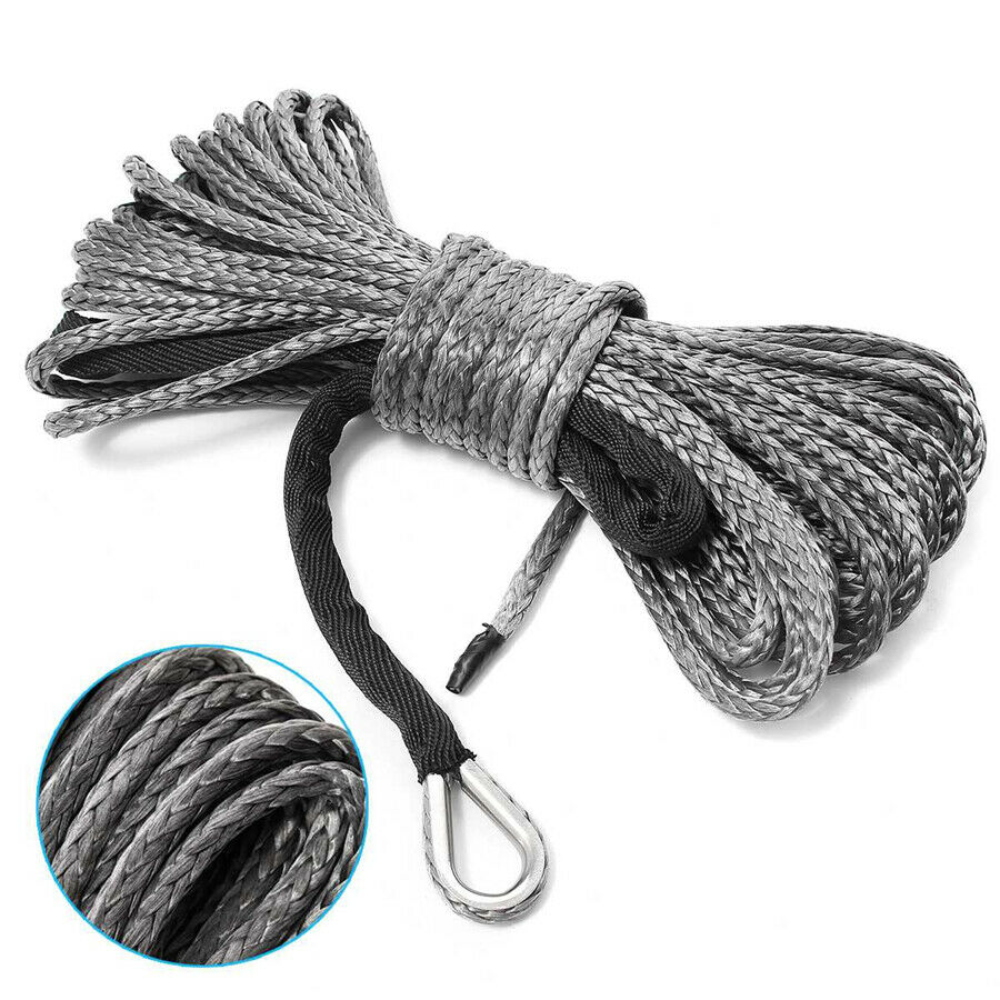 Gray 3/16'' x 50' 7700LBs Synthetic Winch Line Cable Rope with Sleeve ATV UTV