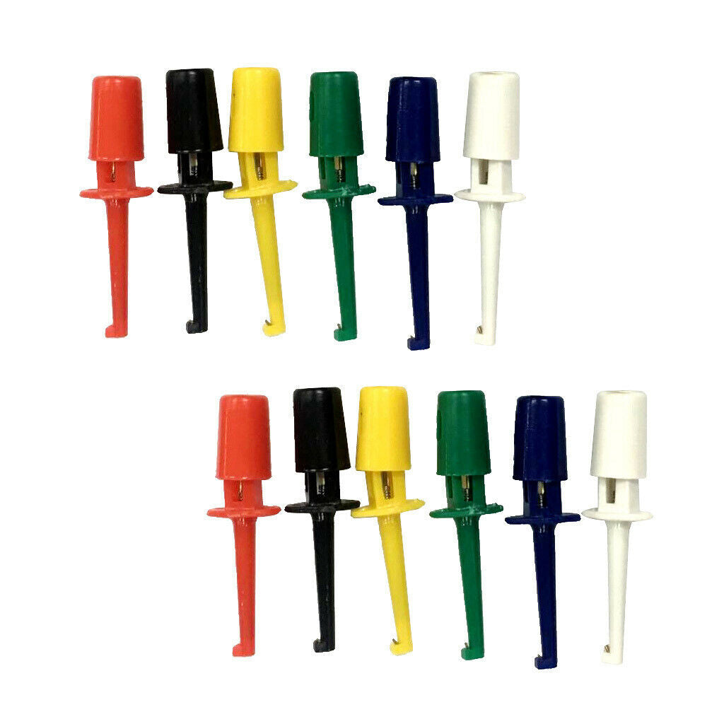 12 pcs 6 colors Grabbers Probes SMD SMT IC Hook Test Clip Flat Cables 42mm