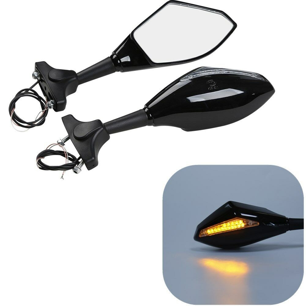 Turn Signal Integrated Rear View Mirrors Fit For Kawasaki Suzuki Yamaha Ducati