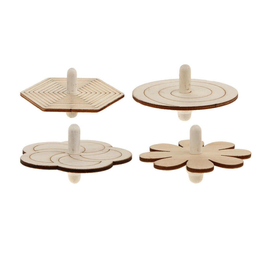 7 Pieces Wooden Spinning Plates Gyro Wooden Toys For Children DIY Handmade