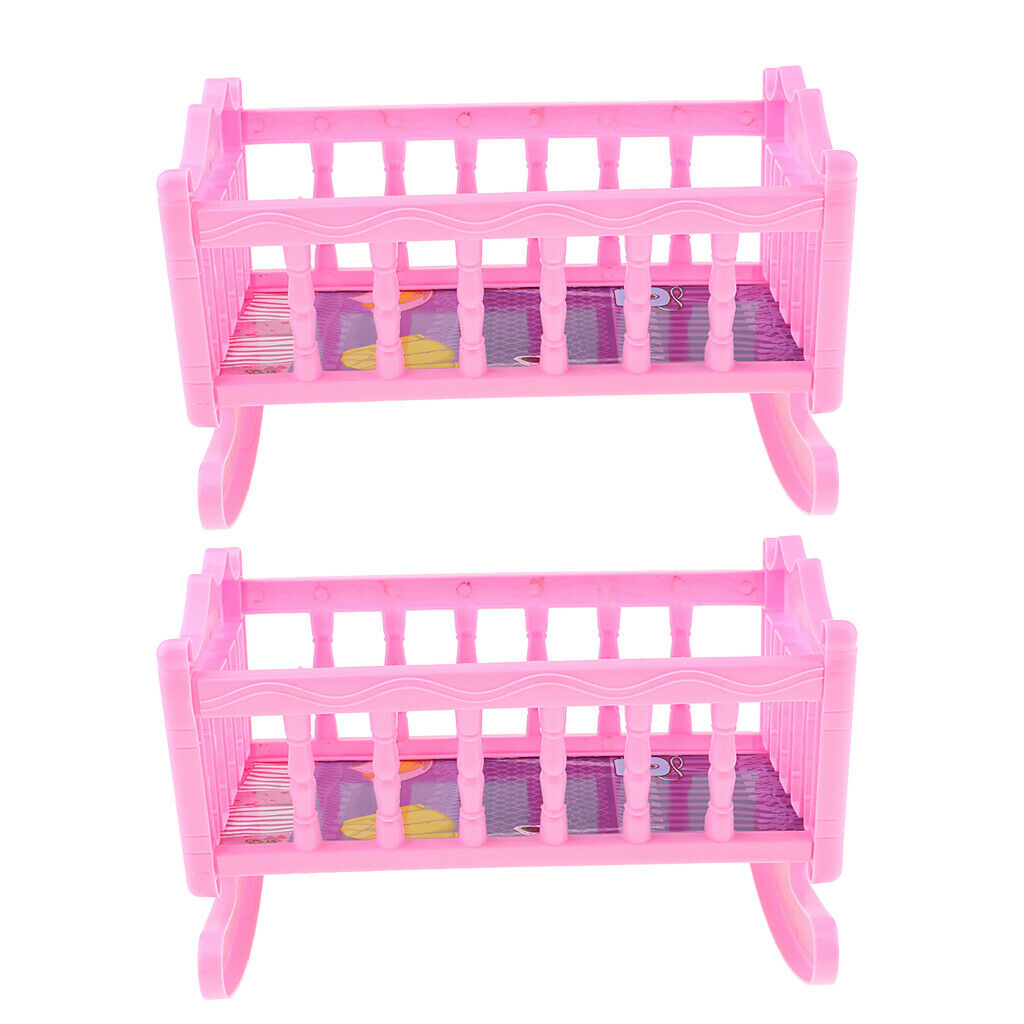 2 Pcs Cute Plastic Rocking Bed Nursery Furniture Accessories for 20