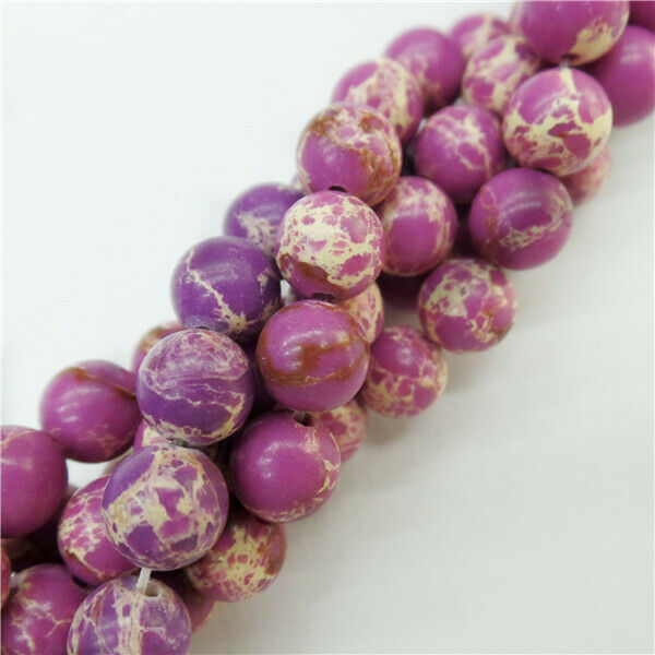 1 Strand 8mm Purple Sea Sediment Jasper Round Ball Loose Beads 15.5inch HH9026