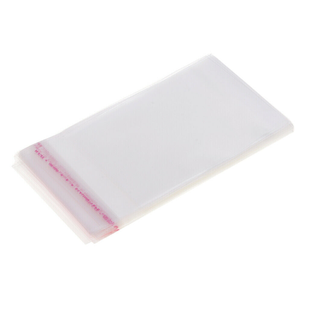 100pcs Clear Plastic Cellophane Bag Flat Bag with Adhesive