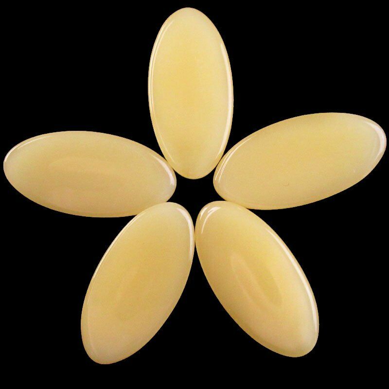 8Pcs 25x12x7mm Beautiful Yellow Jade Oval Cab Cabochon 24g A-40JY