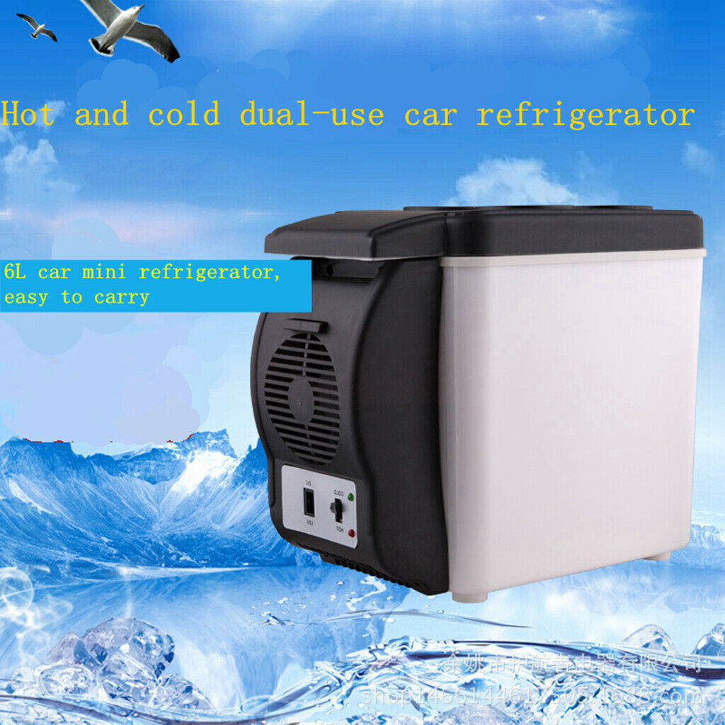 Mini Car Fridge Freezer Cooler 6L 9 Can for Travel Camping Truck Yacht Boat