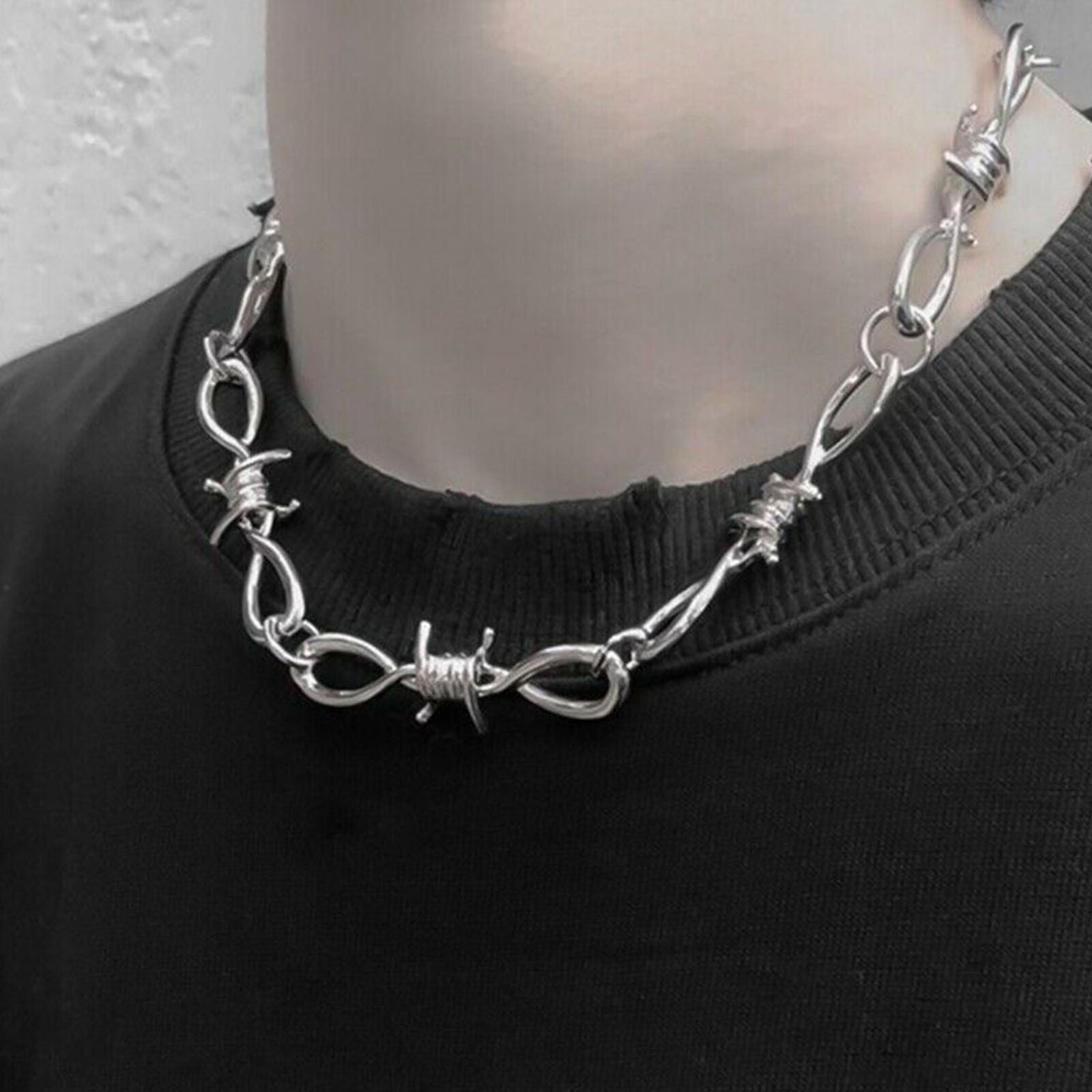 Women Men Thorns Chain Pendant Choker Necklace Hip Hop Jewelry Gift