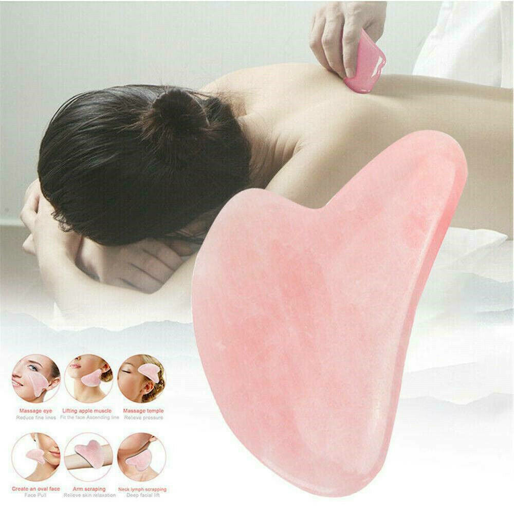 Effective Natural Rose Quartz Gua Sha Guasha Board Face Body SPA Massage Tool
