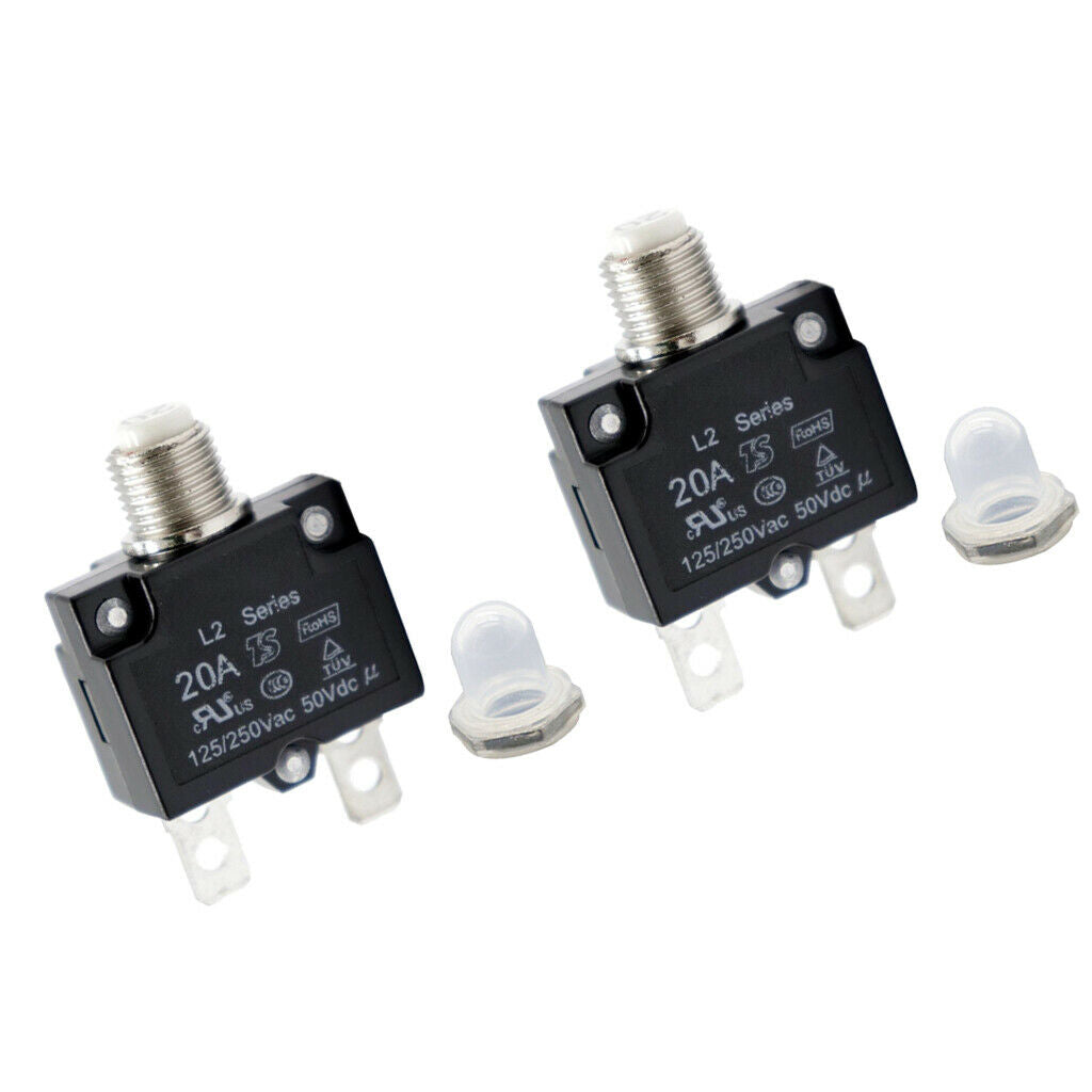 2PCS 20 Amp DC Thermal Circuit Breaker with Quick Connect Terminal & Transparent